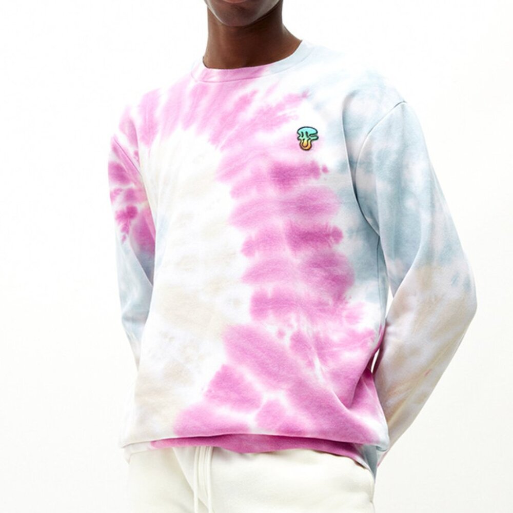 PACSUN Tie-Dye Sweatshirt Spiral Crew Neck Medium Embroidered Drippy Patch